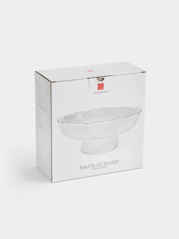 Ваза для фруктов, 20х8 см, на ножке, Nautilus silver, image-5