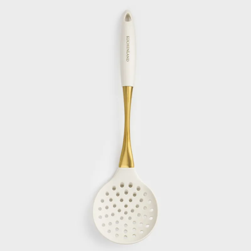 Шумовка, 36 см, силикон/сталь, молочно-золотистая, Pintino