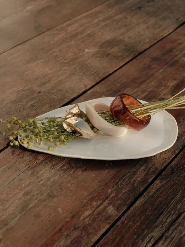 Набор браслетов, 9 см, 2 шт, смола/акрил, коричневый/молочный, Mineral, image-6