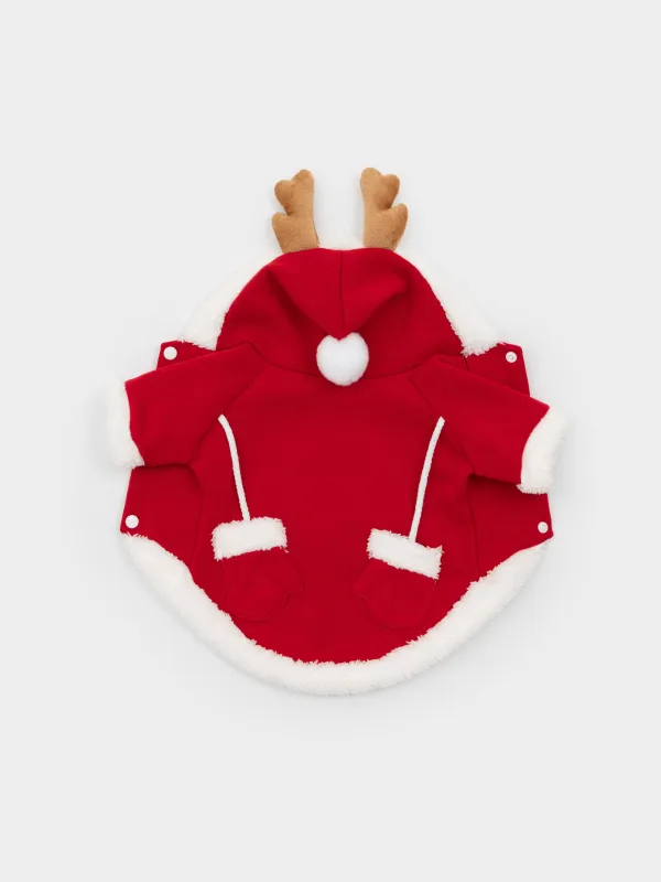 Жануарларға арналған костюм, 40 см, өлшемі L/XL, карнавалдық, полиэстер, қызыл, Қолғаптар, Christmas pet, image-5