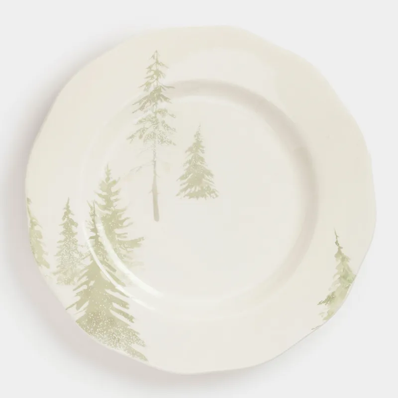 Тарелка обеденная, 26 см, керамика, белая, Заснеженные ели, Woodland story, image-0