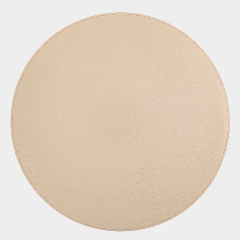 Салфетка под приборы, 38 см, полиуретан, круглая, бежевая, Змеиная чешуя, Rock