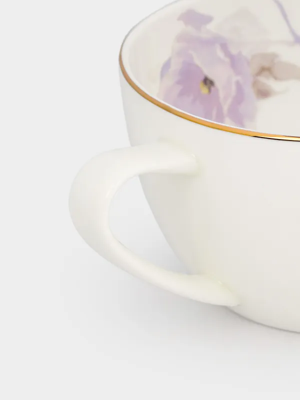 Саптыаяқ, 480 мл, фарфор F, ақ, алтын жиектері бар, Раушан гүлдері, Bloom, image-3