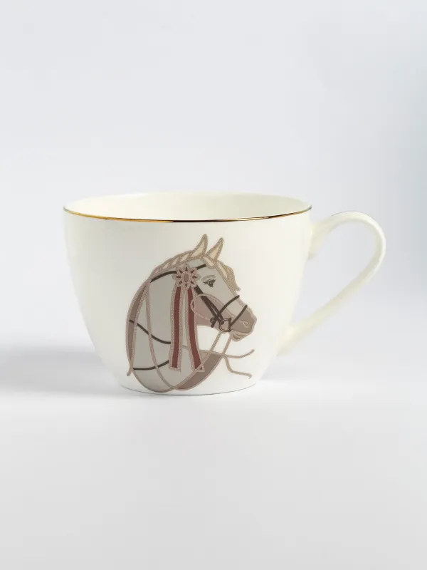 Кружка, 650 мл, фарфор F, белая, с золотистым кантом, Лошадь, Horse, image-0