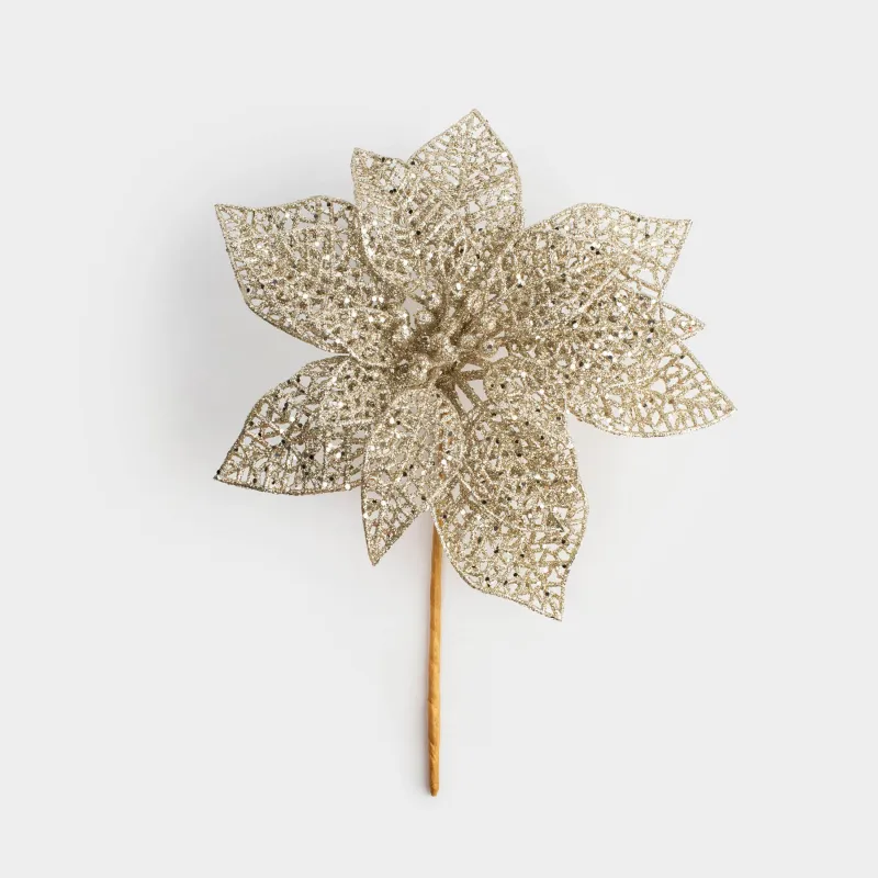 Сәндік әшекей, 19 см, пластик, шампан, Пуансеттия, Flower decor