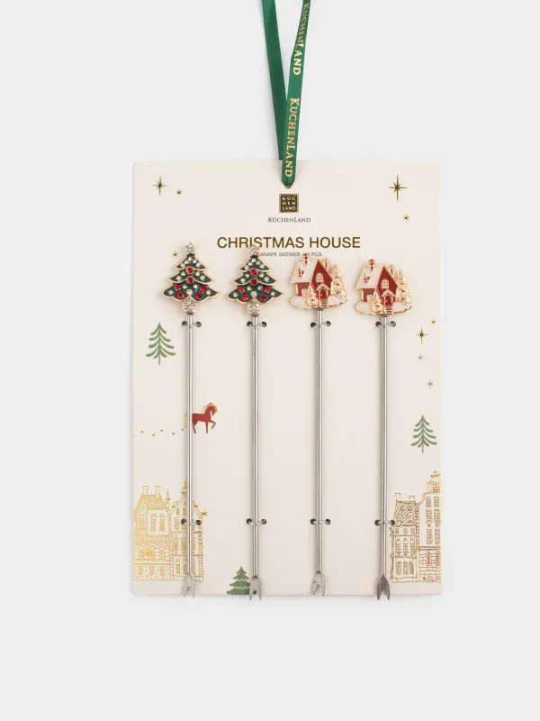 Канапе таяқшасы, 12 см, 4 дана, металл, сүт түстес, Жылқы, Horse milky, image-4