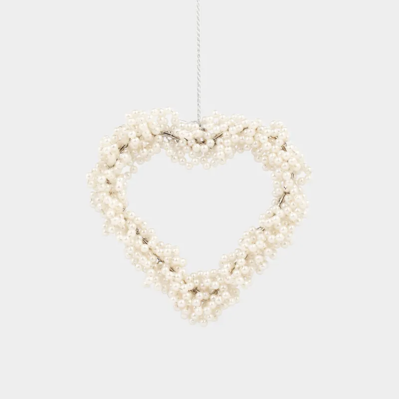 Шырша ойыншығы, 10 см, моншақ/металл, інжу-маржан, Жүрек, Beads figure