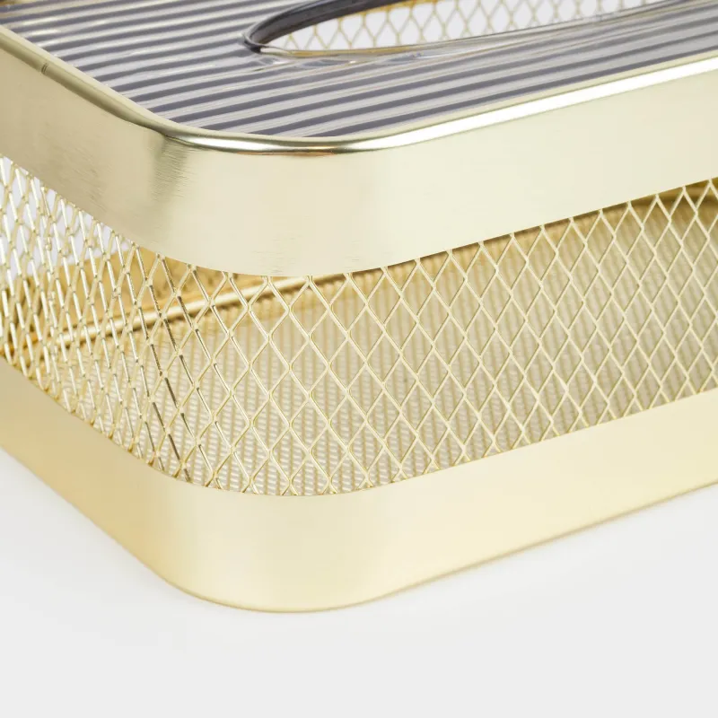 Қағаз майлықтарға арналған қорап, 25х14 см, металл/пластик, алтын, Тор, Twist gold, image-3