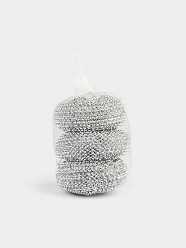 Тазалауға арналған Губка, 7 см, 3 дана, пластик, күміс, Clean, image-4