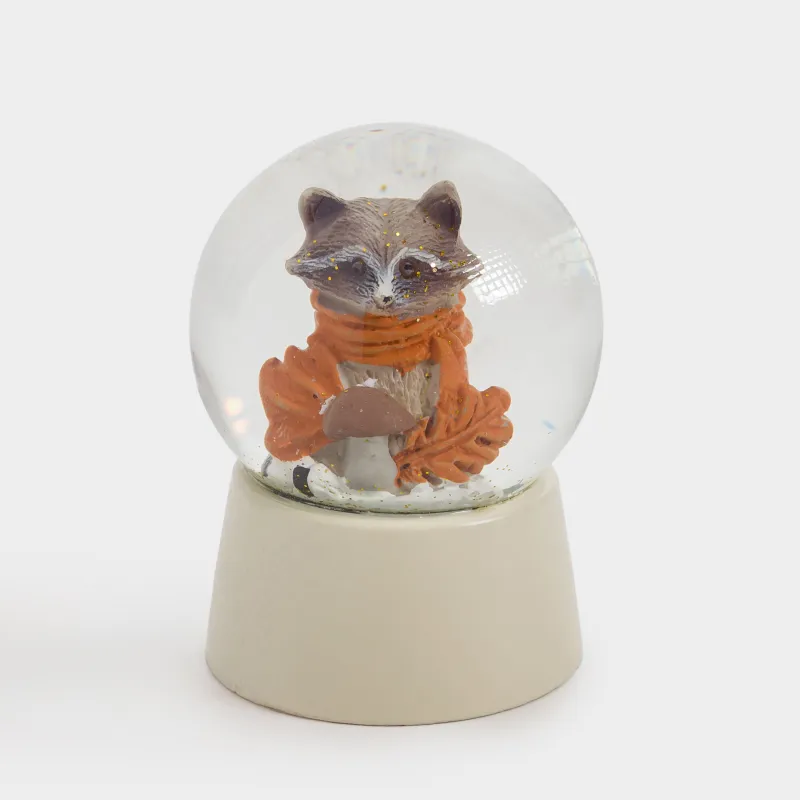 Қарлы шар, 6 см, шыны/полирезин, сүт түстес, Саңырауқұлақ қосылған жанат, Forest animals