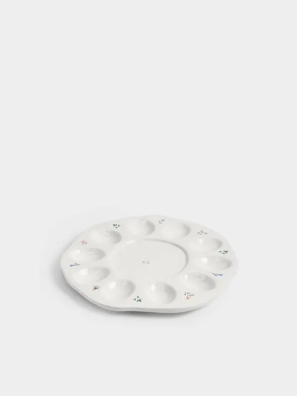 Блюдо пасхальное, 26 см, 10 отд, с местом для кулича, керамика D, молочное, Нежные цветы, El flora, image-1