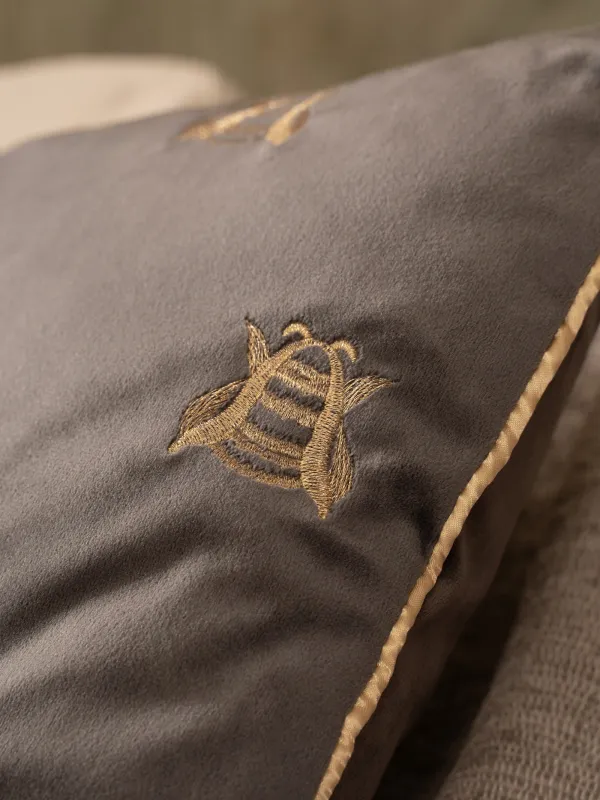 Сәндік жастық, 45х45, барқыт, сұр, Аралар, Honey, image-6