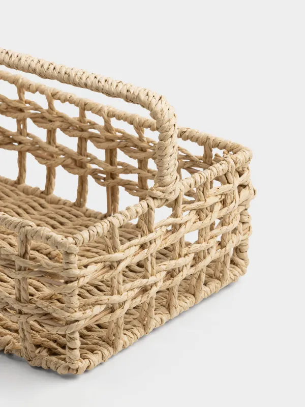 Корзина для хранения, 25х18 см, плетеная, с ручкой, целлюлоза, прямоугольная, Braided, image-2