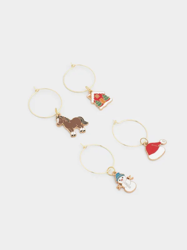 Бокалға арналған аспа, 4 дана, металл/страздар, Жаңа жылдық атрибуттар, Christmas time, image-1