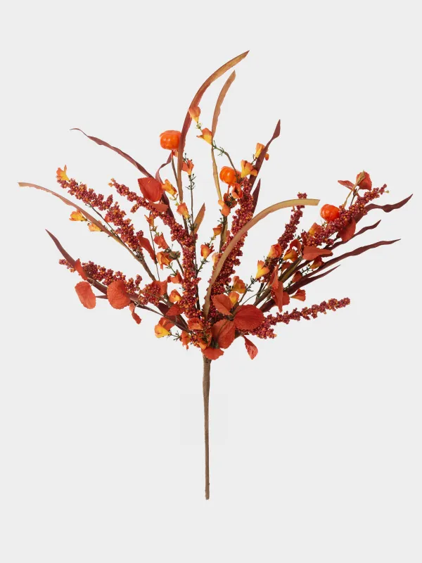 Ветка декоративная, 55 см, пластик/бумага, Цветы и тыквы, Forest symphony decor, image-0