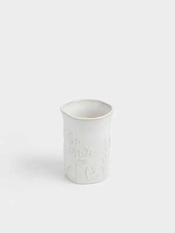 Жуынатын бөлмеге арналған стақан, 12 см, керамика, сарғылт-қоңыр, Шөптер, Hebe, image-1