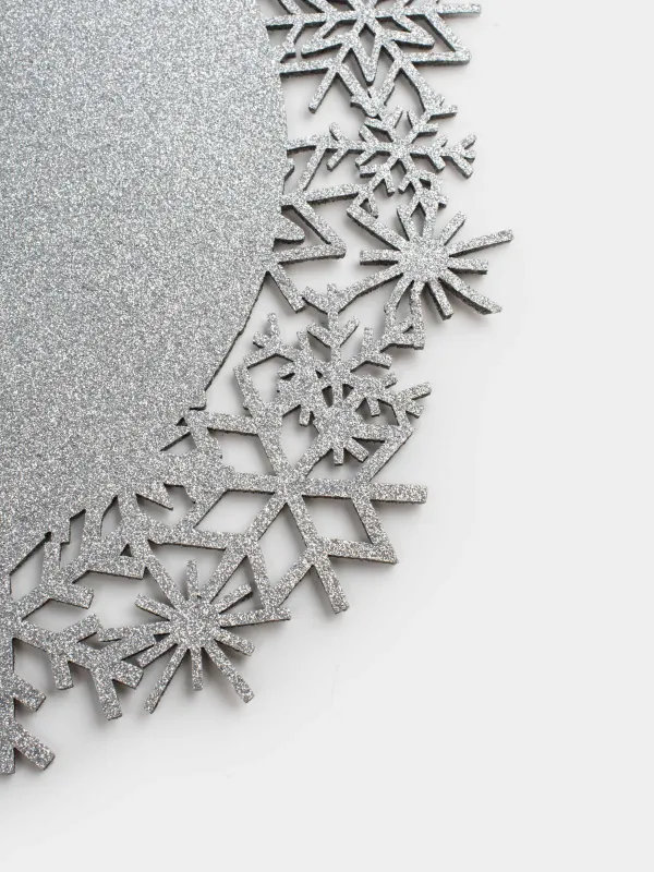 Аспаптарға арналған майлық, 38 см, киіз, бұйра, күміс, Қар ұшқындары, Felt mat, image-2