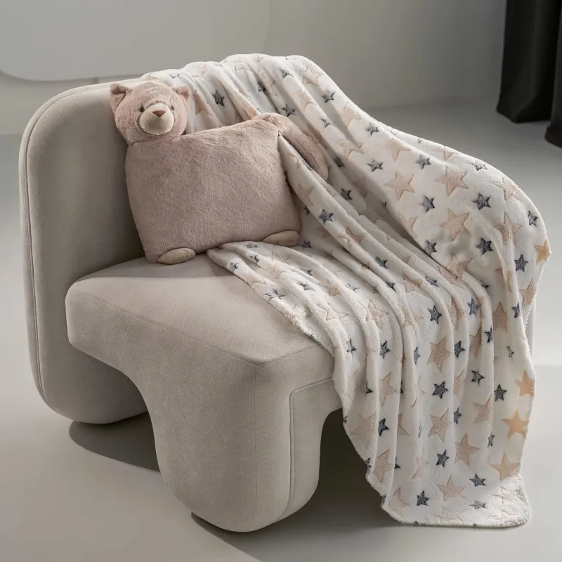 Жастығы бар жамылғы, 130х150 см, жүн/плюш, сарғылт-қоңыр, Мысық, Plush animals