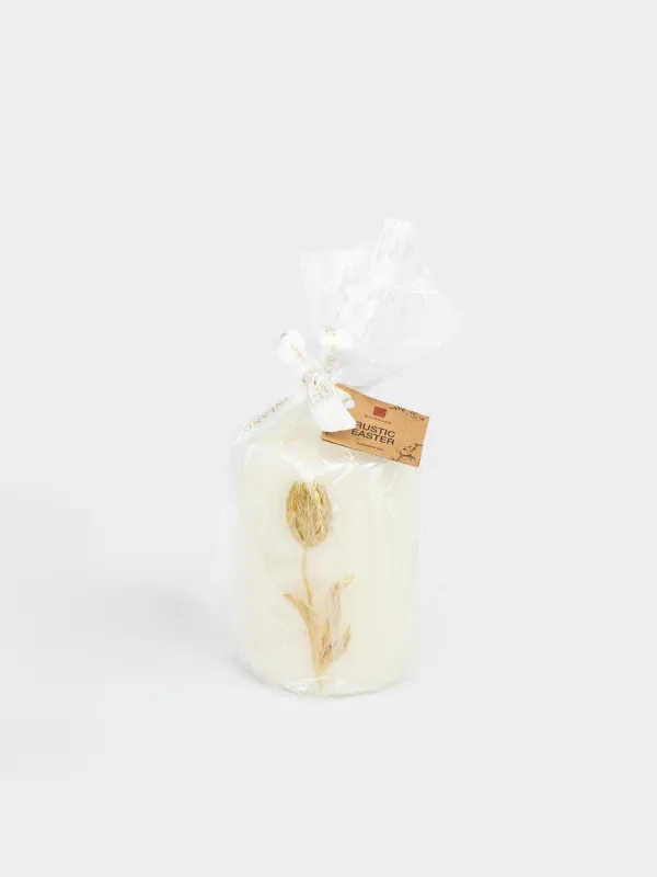 Свеча, 8х10 см, цилиндрическая, белая, Золотистый кролик, Rustic Easter, image-3