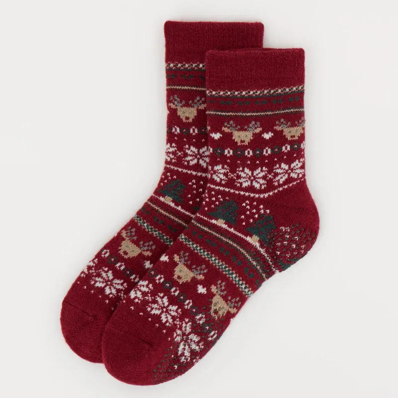 Әйелдер шұлықтары, үйге арналған, өлшемі 36-38, акрил/полиэстер, қызыл, Қысқы өрнек, Fleece