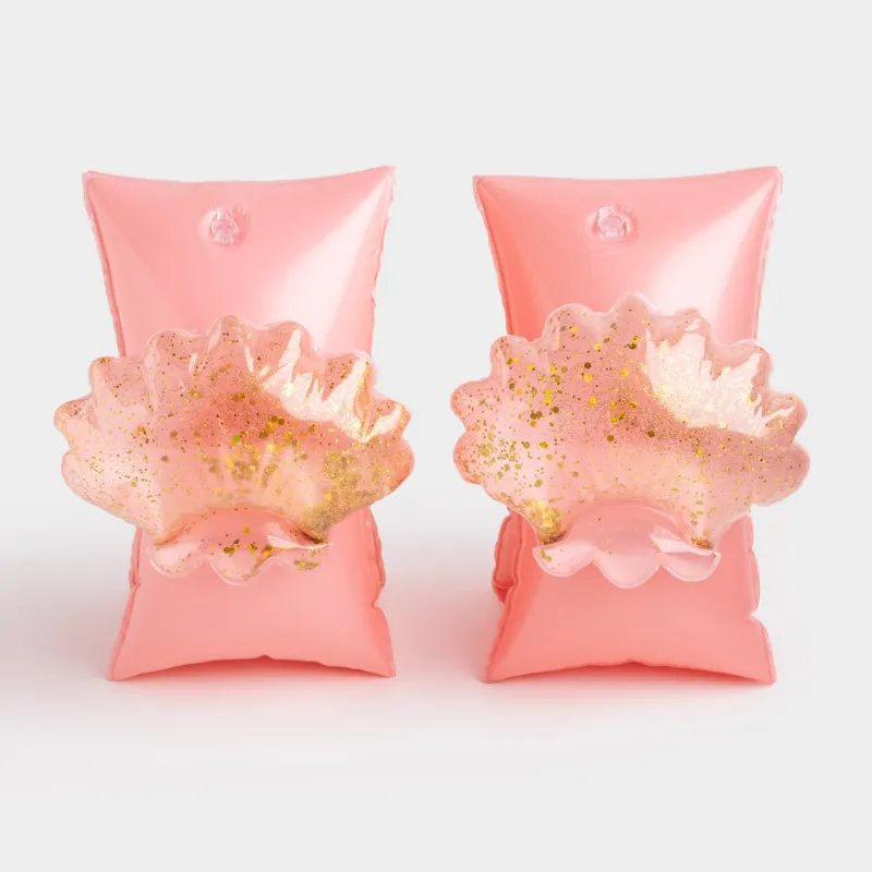 Нарукавники детские, 23х16 см, надувные, ПВХ, оранжевые, Ракушка, Aquatic game