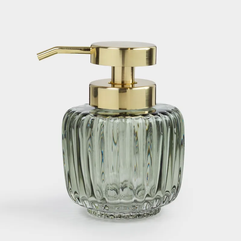 Сұйық сабын диспенсері, 330 мл, шыны/пластик, жасыл-алтын, Artemis