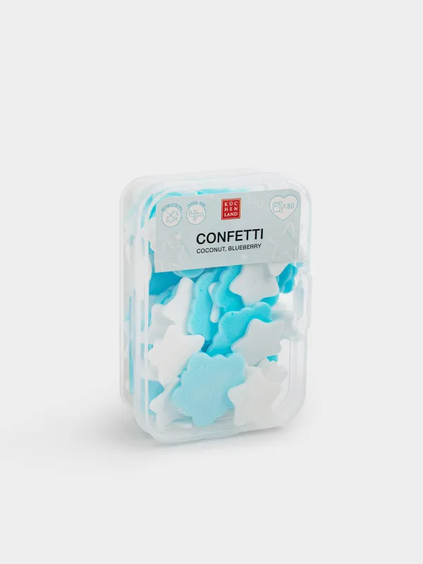 Мыло-конфетти, 2 см, 80 шт, белое/голубое, Кокос/Черника, Звезды и снежки, Confetti, image-0