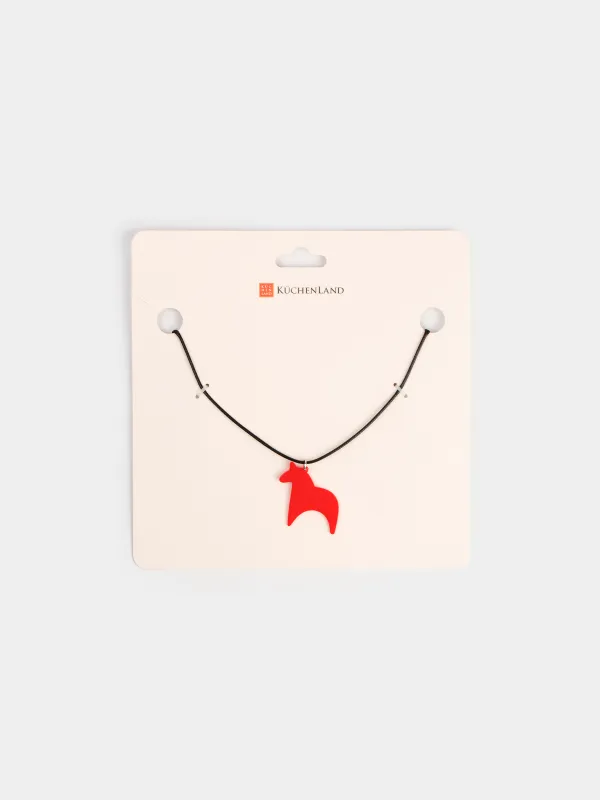 Цепочка-шнурок, 1,5 м, с подвеской, нейлон/акрил, Красная лошадь, Jewelry horse, image-3