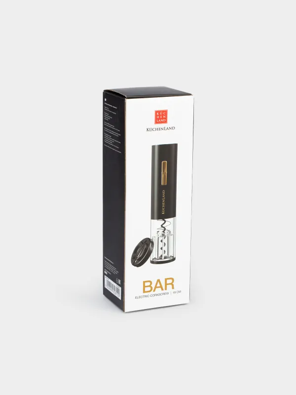 Электрлік Штопор, 19 см, фольга кескіш, пластик, LED B, қара, Bar, image-8