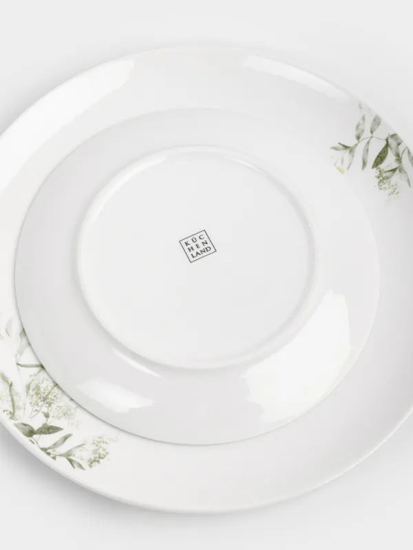 Сервиз обеденный, 6 перс, 18 пр, фарфор P, белый, Цветы и листья, Rareness flower, image-5