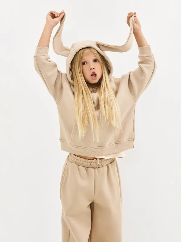 Балаларға арналған худи, өлшемі 116 см, қыздарға арналған, мақта/полиэстер, сарғылт-қоңыр, Құлақ, Abia, image-6