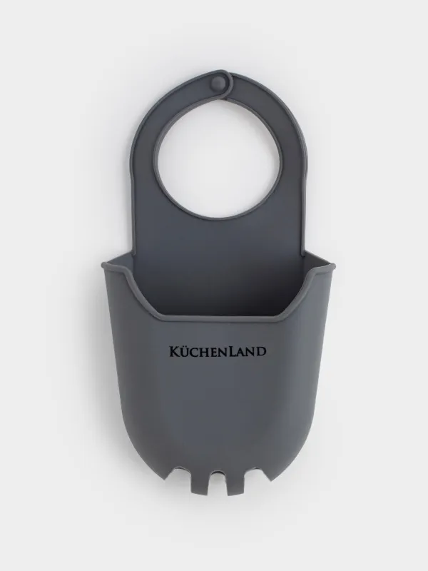 Ас үйге арналған губка ұстағыш, 20х11 см, аспалы, губкасы бар, резеңке, сұр, Keeping, image-2