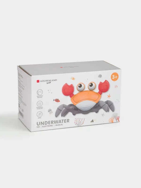 Ойыншық, 23 см, музыкалық, кедергі сенсоры бар, пластик, түрлі-түсті, Жүгіретін таңқы шаян, Underwater, image-5