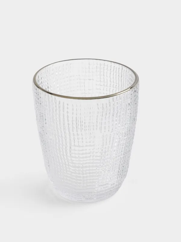 Стакан, 10 см, 320 мл, стекло Р, с серебристым кантом, Grain silver, image-1