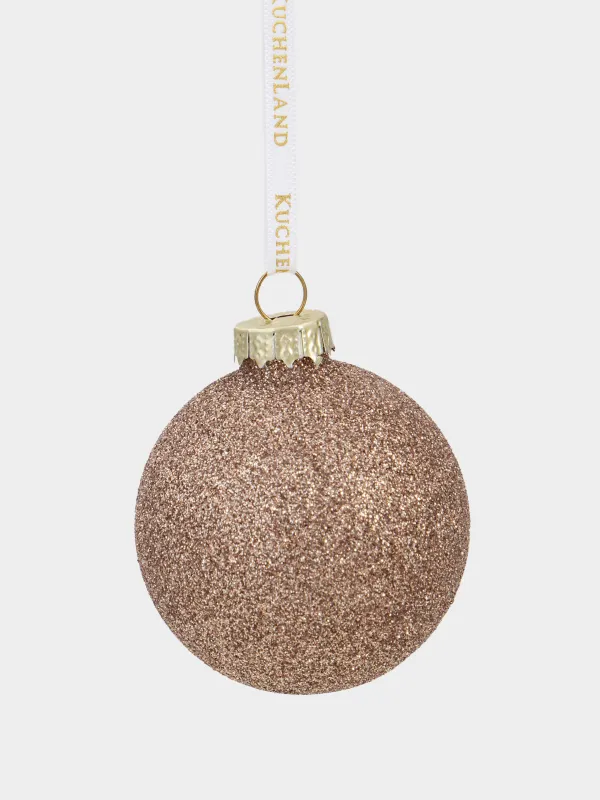 Шырша ойыншықтарының жиынтығы, 4 см, 8 дана, шыны, жылтырақтары бар, шампан, Шар, Ball sparkle, image-2