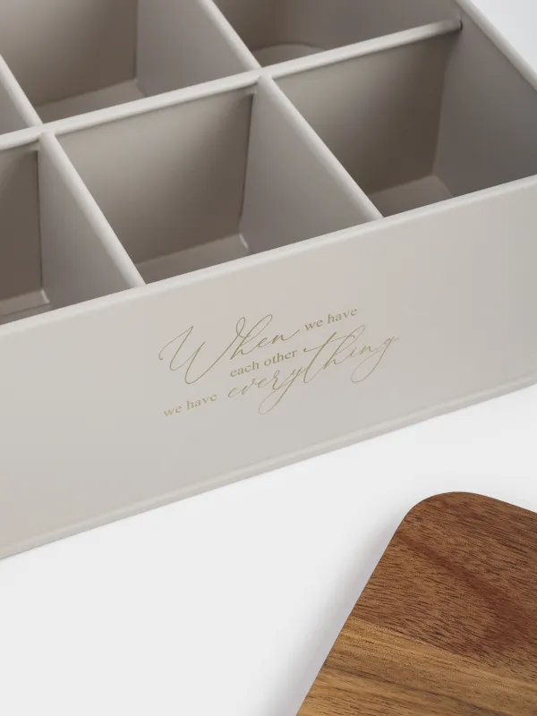 Коробка для чая, 18х15 см, 6 отд, металл/дерево, прямоугольная, бежевая, Ritlen, image-5