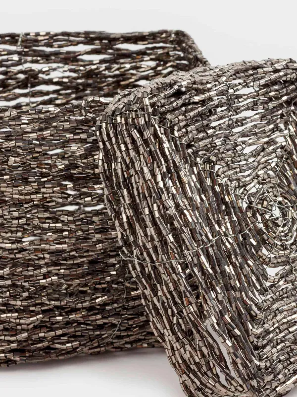 Қобдиша, 10х10 см, моншақ, қою сұр, Shiny beads, image-4