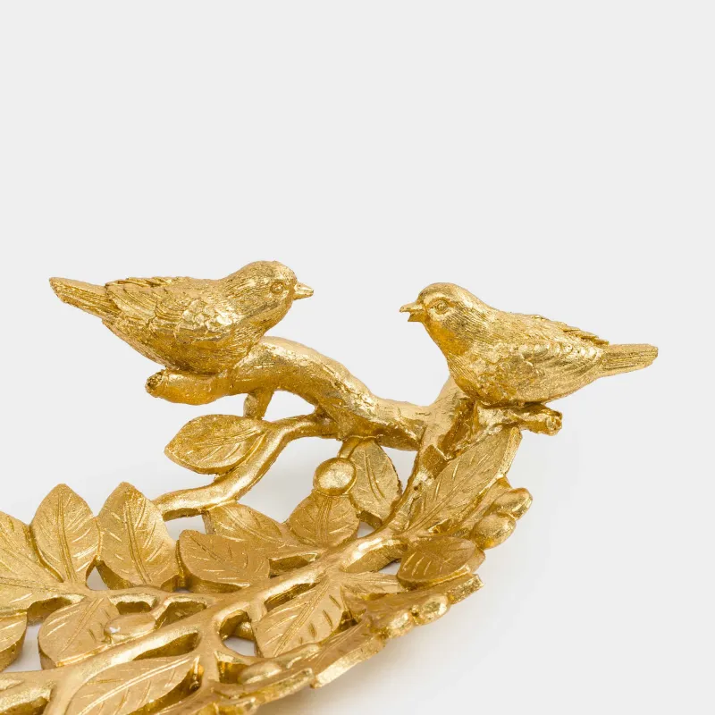 Блюдо декоративное, 40х14 см, полирезин, золотистое, Птицы на ветке, Birds, image-6