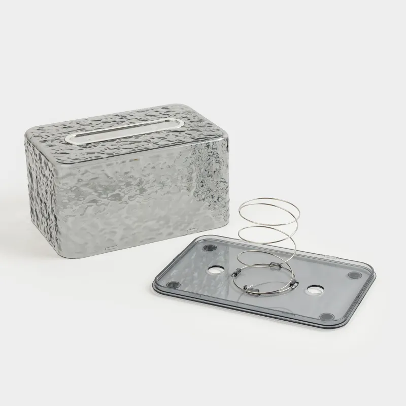 Қағаз майлықтарға арналған қорап, 19х12 см, серіппесі бар, пластик/металл, сұр, Renaissance clear, image-5