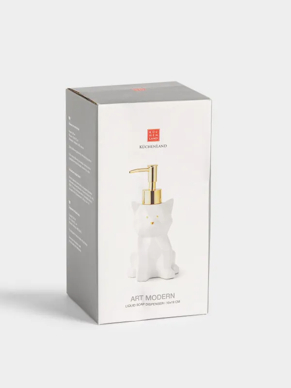 Сұйық сабын диспенсері, 280 мл, керамика/пластик, ақ және алтын, Мысық, Art modern, image-5