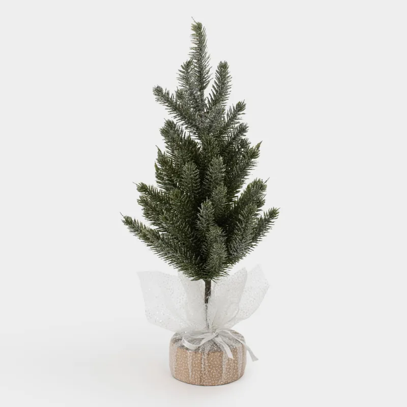 Ель искусственная, 30 см пластик/дерево, Ель с блестками, Conifer decor