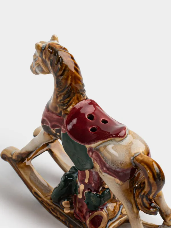 Емкость для соли или перца, 9 см, керамика, Лошадка-качалка с подарками, Christmas miracle classic, image-5