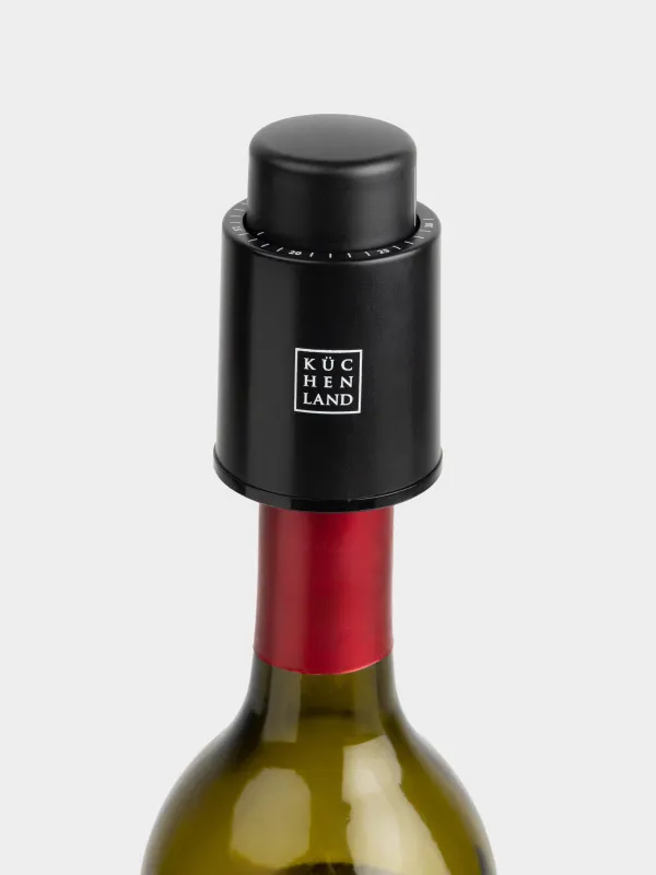 Шарап бөтелкесіне арналған тығын, 7 см, вакуумды, датаны орнату дискісі, пластик, қара, image-2