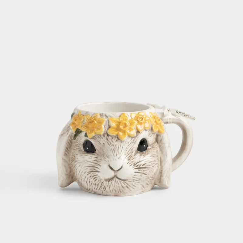 Саптыаяқ, 470 мл, керамика, сарғылт-қоңыр, Гүл шоқтарындағы қоян, Rabbit in narcis