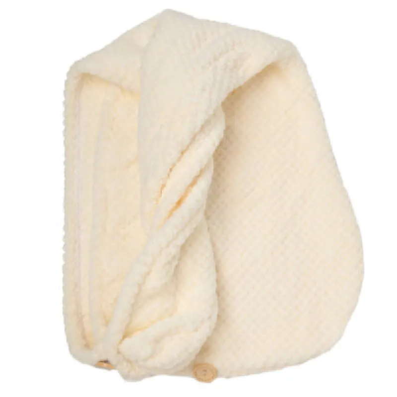 Полотенце-тюрбан для волос, 62х24 см, микроволокно, молочное, Fiber spa