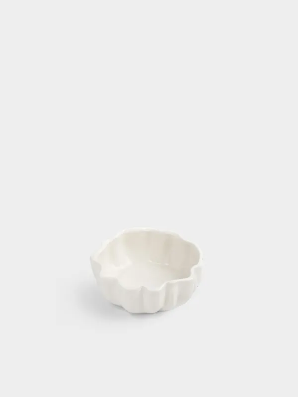 Кесе, 14х6 см, 450 мл, керамика, сүт түстес, Толқынды жиек, Crumple, image-1