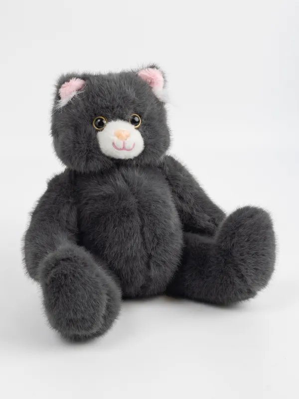 Ойыншық, 30 см, жұмсақ, жылжымалы табандары бар, полиэстер/пластик, графит, Мысық, Cat, image-3