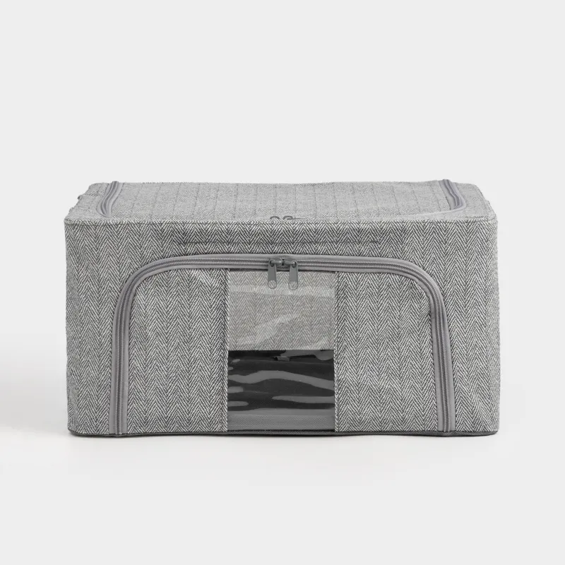 Қорап-органайзер, 40х30х20 см, сыдырмалы, тоқыма, сұр, Pedant new