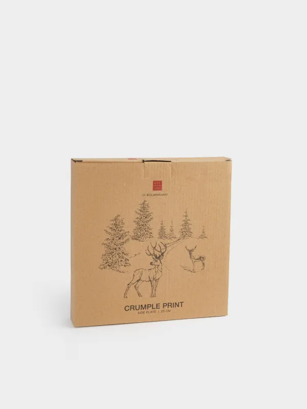 Тарелка закусочная, 23 см, Олени в лесу, Crumple print, image-5