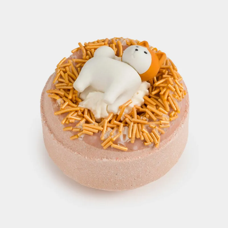 Бомбочка для ванны, 130 гр, с игрушкой, бежевая, в ассортименте, Крем-брюле, Friends spa, image-1